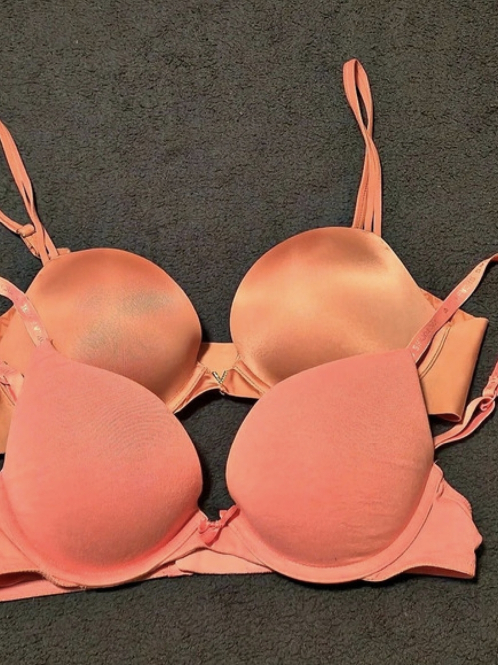 Victoria's Secret Push-Up Plunge Bra Lot In Pink And Coral 34B